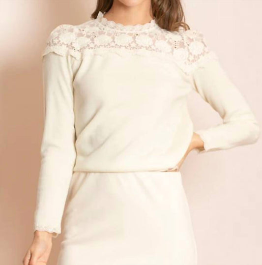 Jessie Liu - Amari Merino Wool Sweater with Lace Yoke