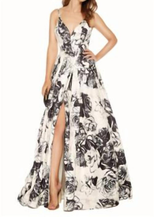 Jacquard print gown