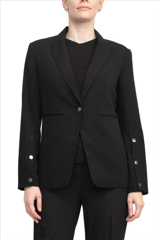 T Tahari - Notched Collar Long Sleeve One Button Blazer