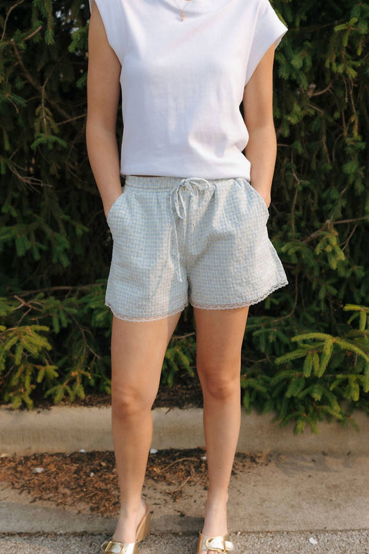 Pretty Garbage - Embroidered Gingham Shorts