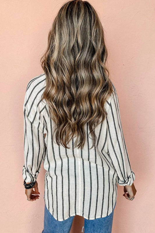 Lovesoft - Striped Buttoned Oversized Shirt