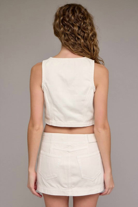 Hidden - Western Zip Denim Skirt