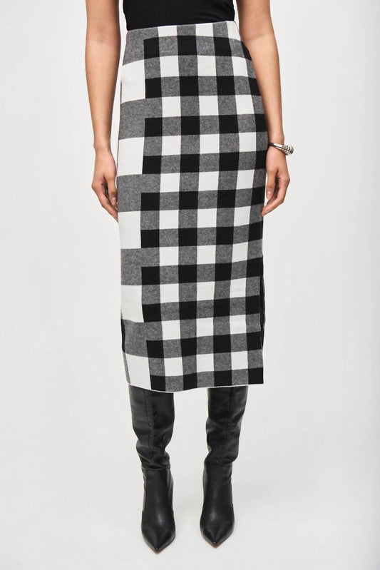 Joseph Ribkoff - Plaid Jacquard Knit Skirt