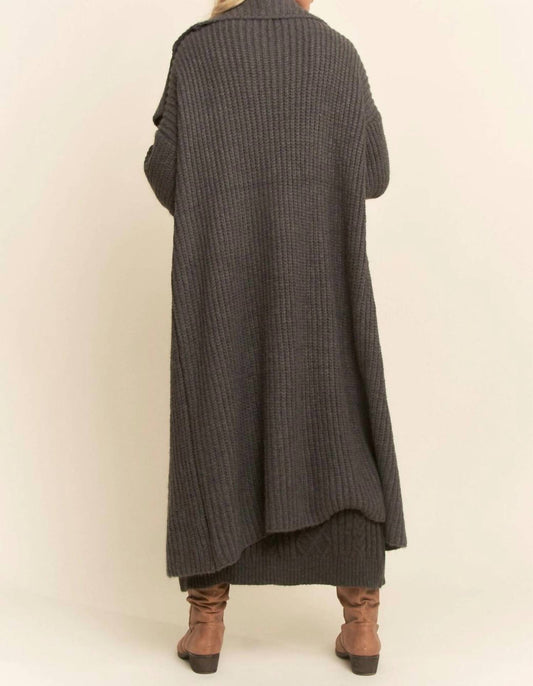 Davi & Dani - Sweater Knit Cable Longline Dress & Cardigan Set