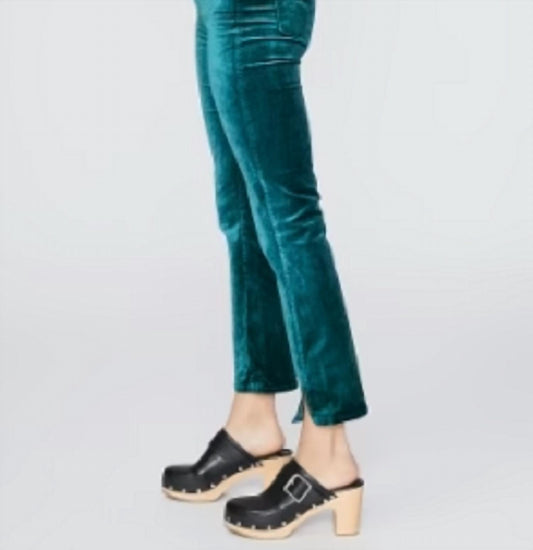 Paige - Cindy - Midnight Cyan Velvet Straight Leg Pants