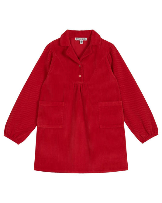 Emile & Ida - Girls Velour Pocket Dress
