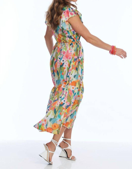 Lior - Ruffle Neck Tiered Midi Dress