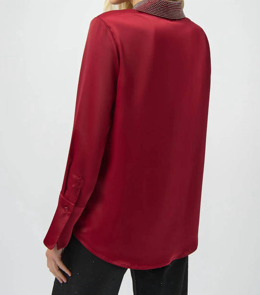 Joseph Ribkoff - Collared Front-button Long Sleeve Top