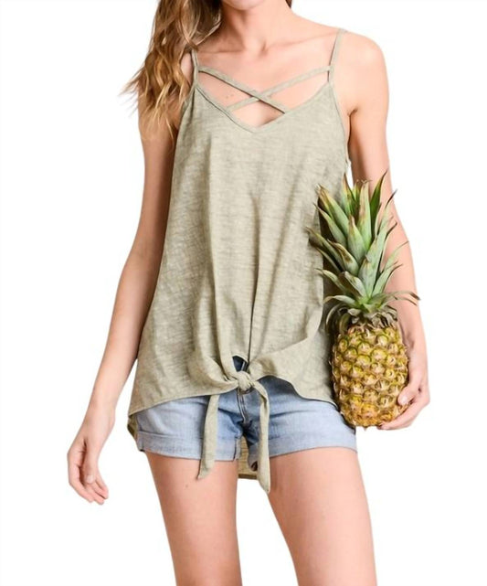 Hopely - SLEEVELESS TOP WITH TIE DETAILS ON HEM