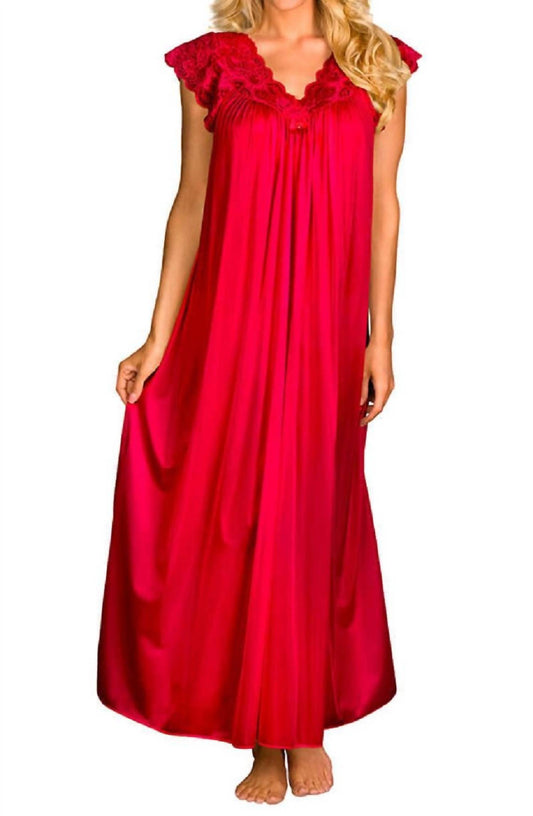 Shadowline Lingerie - Long Lace Cap Sleeve Nightgown