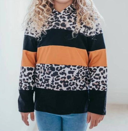 Adorable Sweetness - Kid's Rust Black & Leopard Print Fall Winter Hoodie Shirt