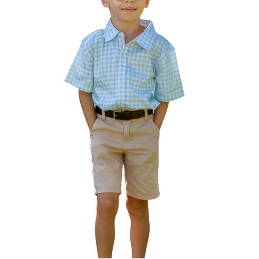 Tuktuk Designs - Boy's Gingham Short Sleeve Shirt