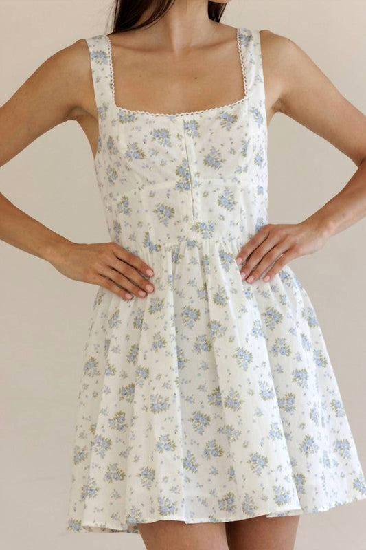 Storia - Square Neckline Floral Mini Dress