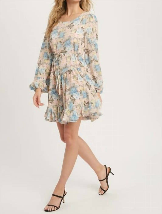 Bluivy - Floral Print Ruffled Swing Dress