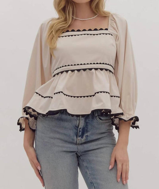 Entro - Wren Babydoll Top With Ric Rac Trim