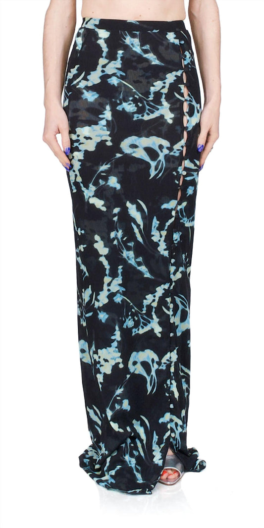 Priscavera - Mesh Button Down Maxi Skirt