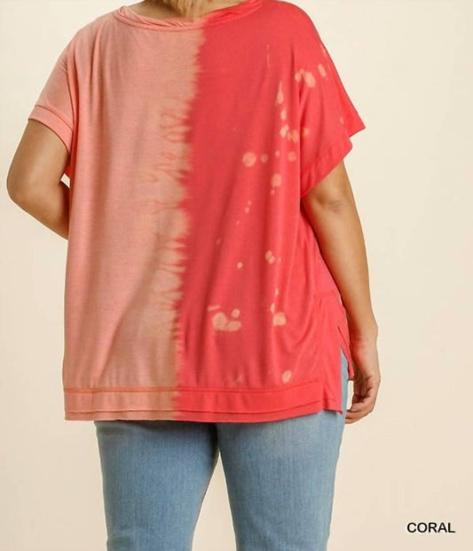 Contrast Short Sleeve Top - Plus