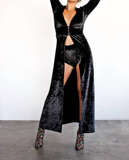 Sugarpuss Clothing - Crushed Velvet Hooded Duster Robe