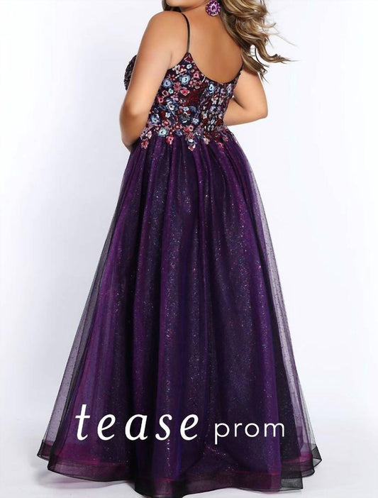 Sydney'S Closet - A-line Glitter Tulle Gown