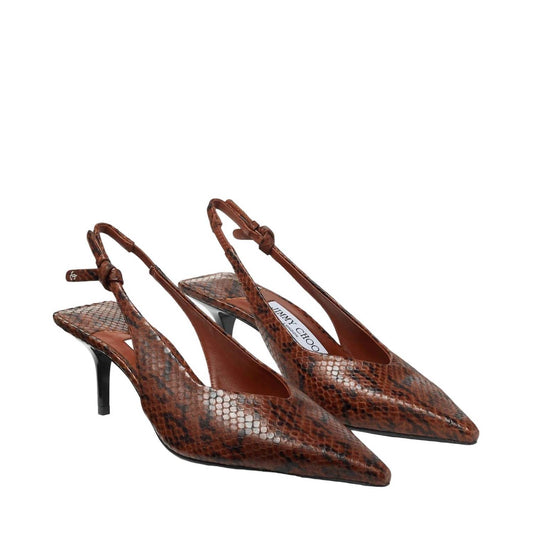 Jimmy Choo - Women's Snake Printed Leather Slingback Heels