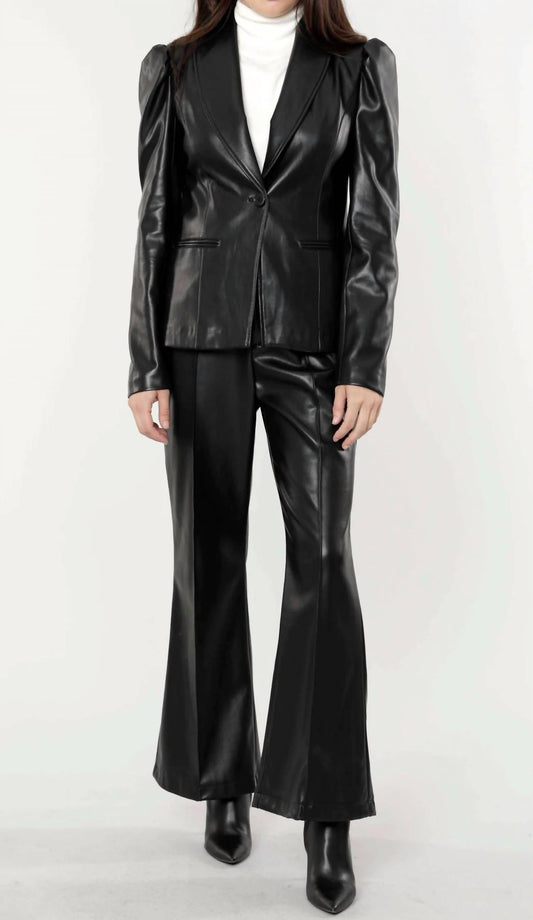 Dolce Cabo - Puff Shoulder Vegan Leather Blazer