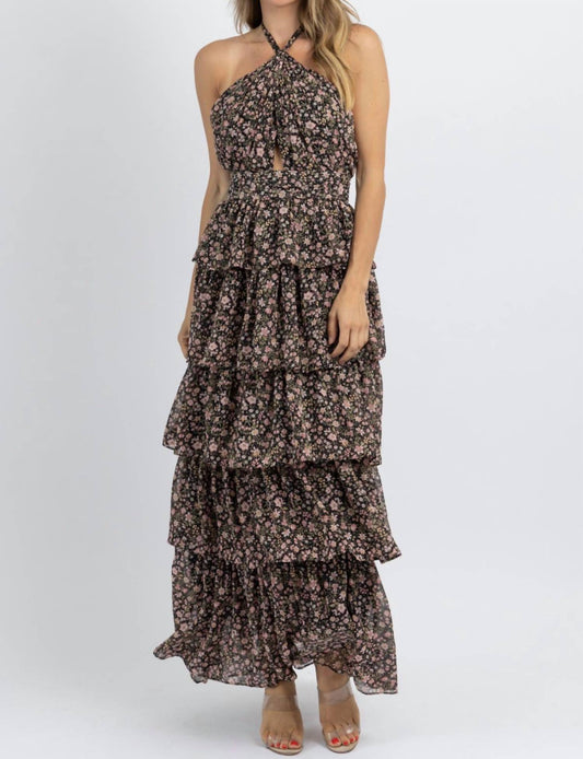 HYLAND FLORAL FRILL MAXI DRESS