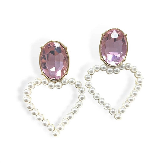 Brianna Cannon - Women's Jewel & Pearl Heart Earring