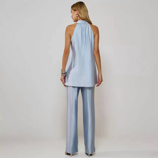 Raizz - Gisele Satin Top And Pants Set With Scarf