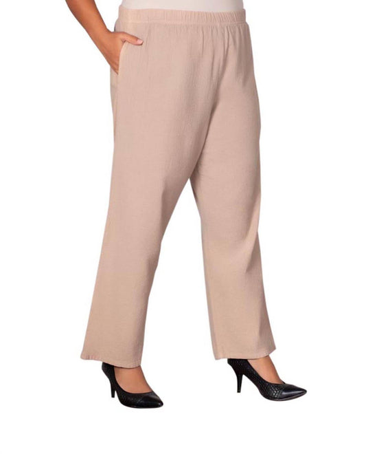 On The Plus Side - Wide Leg Crinkle Cotton Pants - Plus