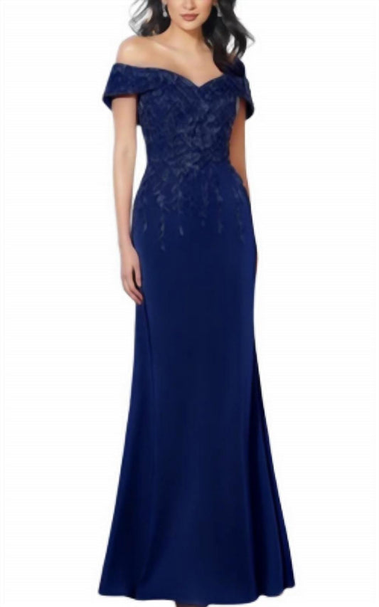 Mgny - Off The Shoulder Gown With Sequin Embroidery