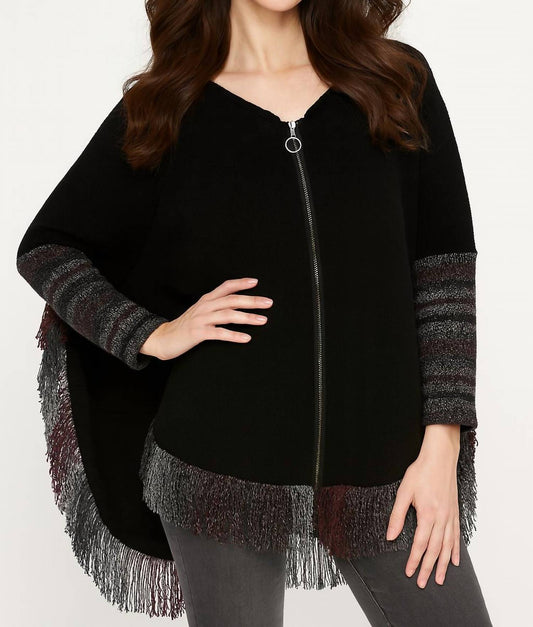 French Kyss - Kimberly Fringe Hooded Poncho