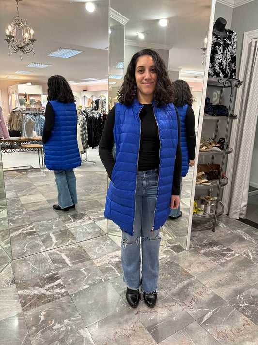 Lulu-B - Long Silver Puffer Vest