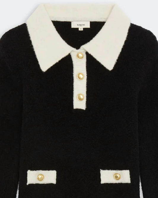 Suncoo - Women's Collared Long Sleeves Sweater