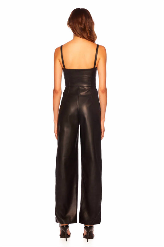 Susana Monaco - Faux Leather Square Neck Tank Jumpsuit