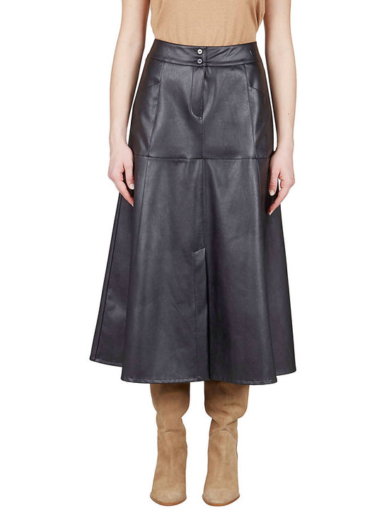 Purotatto - Faux Leather Midi Skirt