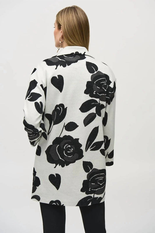 Joseph Ribkoff - Jacquard Sweater Floral Straight Coat