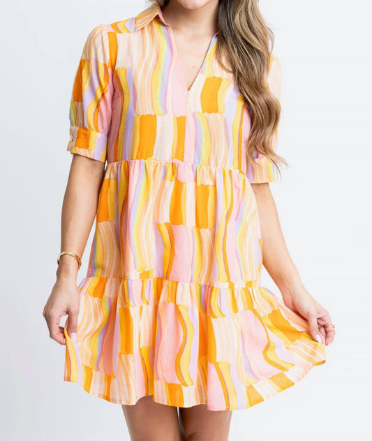 Karlie - Pop Of Fun V-neck Collar Dress