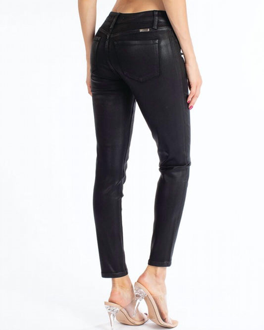 Kancan - Women's Mid Rise Coated Denim Super Skinny