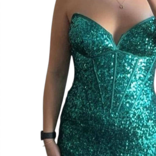 Jovani - Beaded Strapless Evening Wear Gown