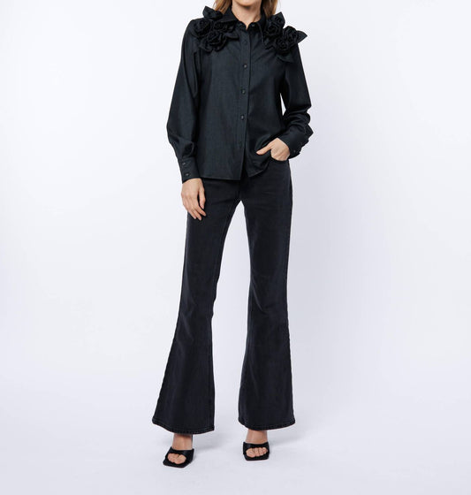 Ciebon - 3D Flowers Denim Shirt