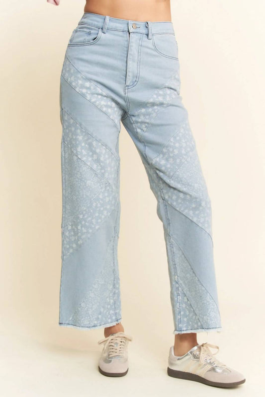 Davi & Dani - Floral Wide Leg Crop Jeans
