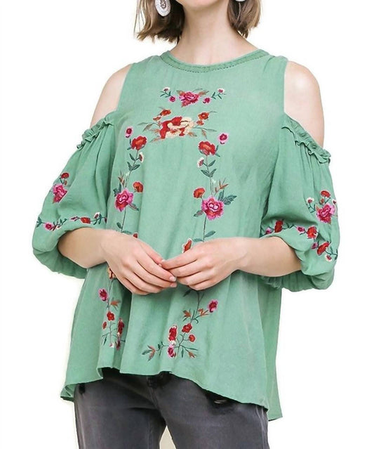 Umgee - Floral Embroidered Peasant Top