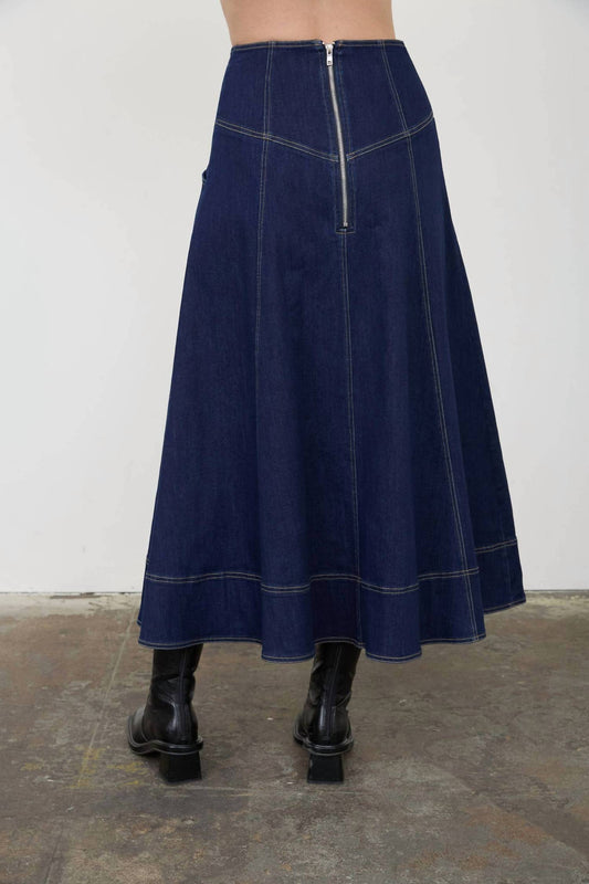 Moon River - Lace-up Detail Midi Skirt