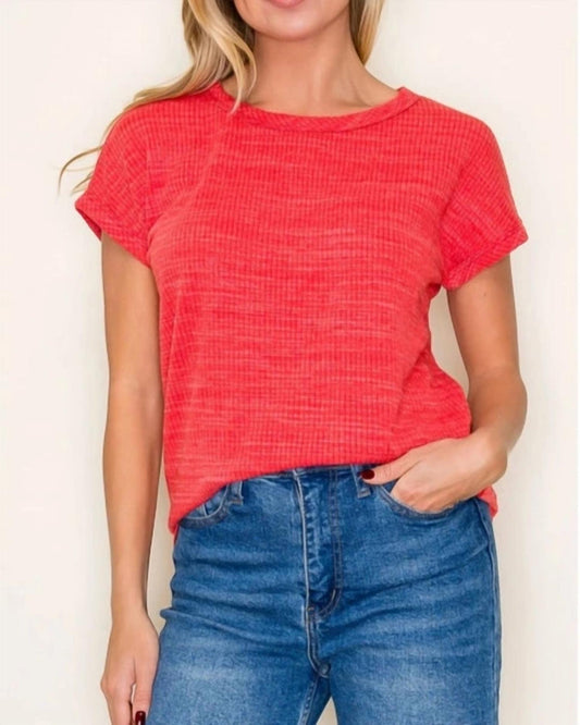 Staccato - Textured Knit Short Sleeve Top