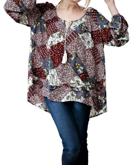 Kori - Patchwork Print Top
