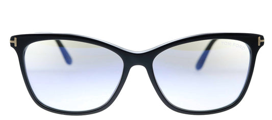 Tom Ford Sunglasses - Square Plastic Sunglasses with Blue Block Clear With Peach Clip on Mirror Lens