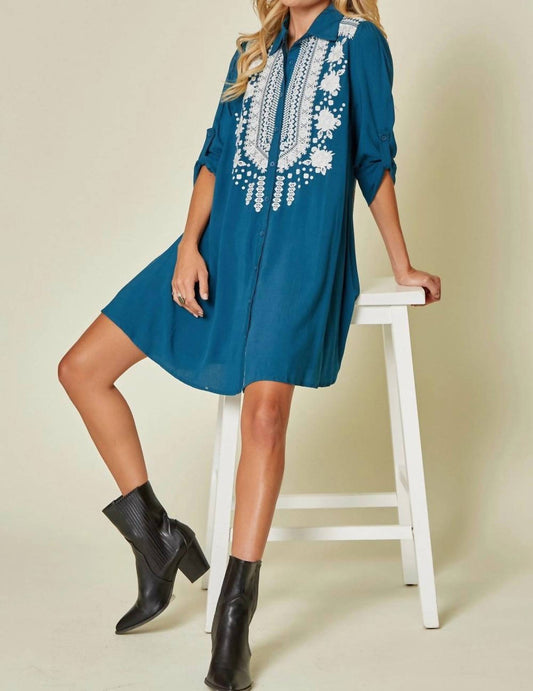 Andree By Unit - Embroidered Paisley Shirt Dress