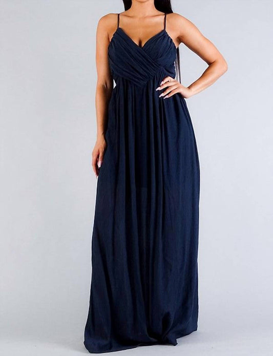 Cefian - Strap Cross Front Shirred Maxi Dress