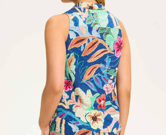 Fdj - Eyelet Sleeveless Collared Shirt