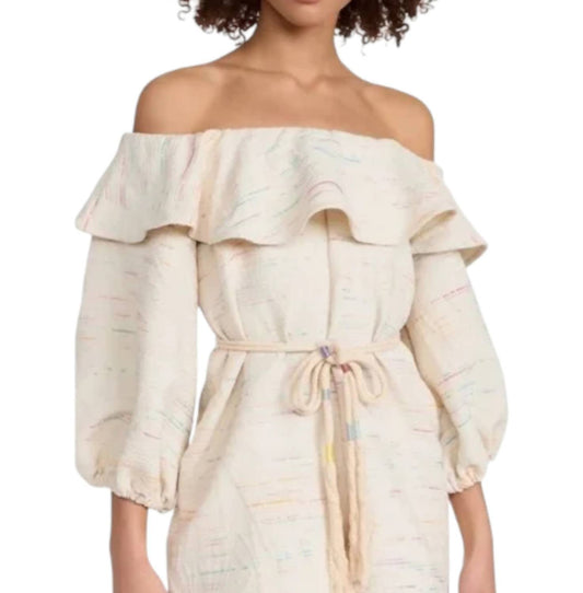 Something Navy - Ruffle Off Shoulder Romper